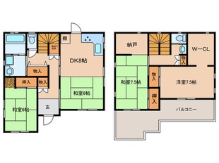 鍜治ケ一色西一丁目59貸家の物件間取画像